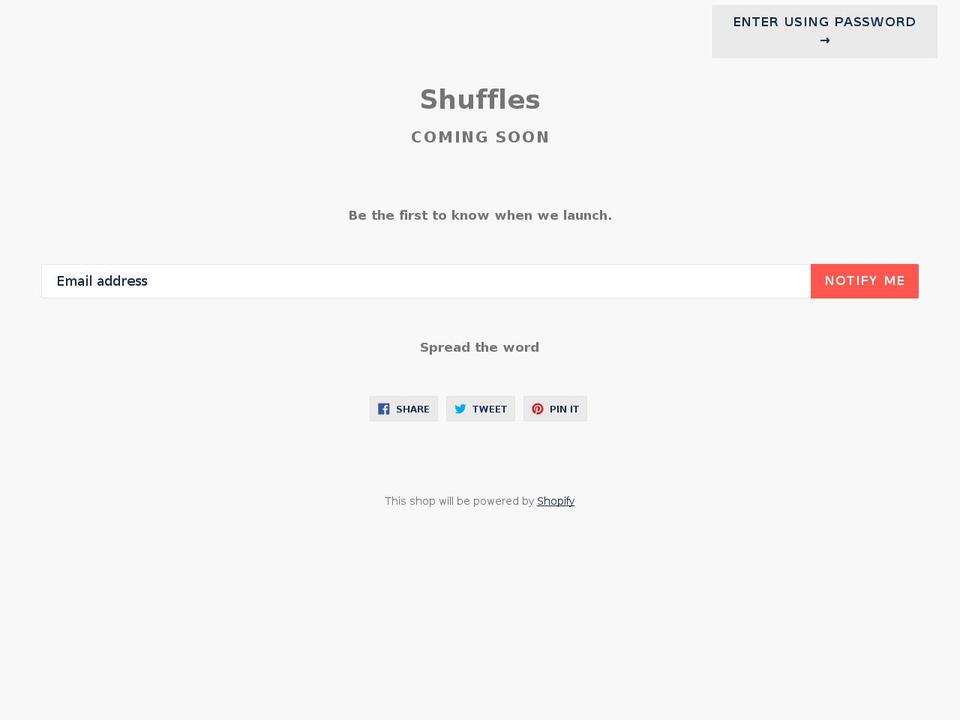 shuffles.xyz shopify website screenshot