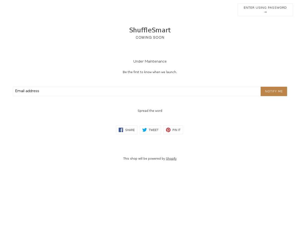 shufflesmart.com shopify website screenshot