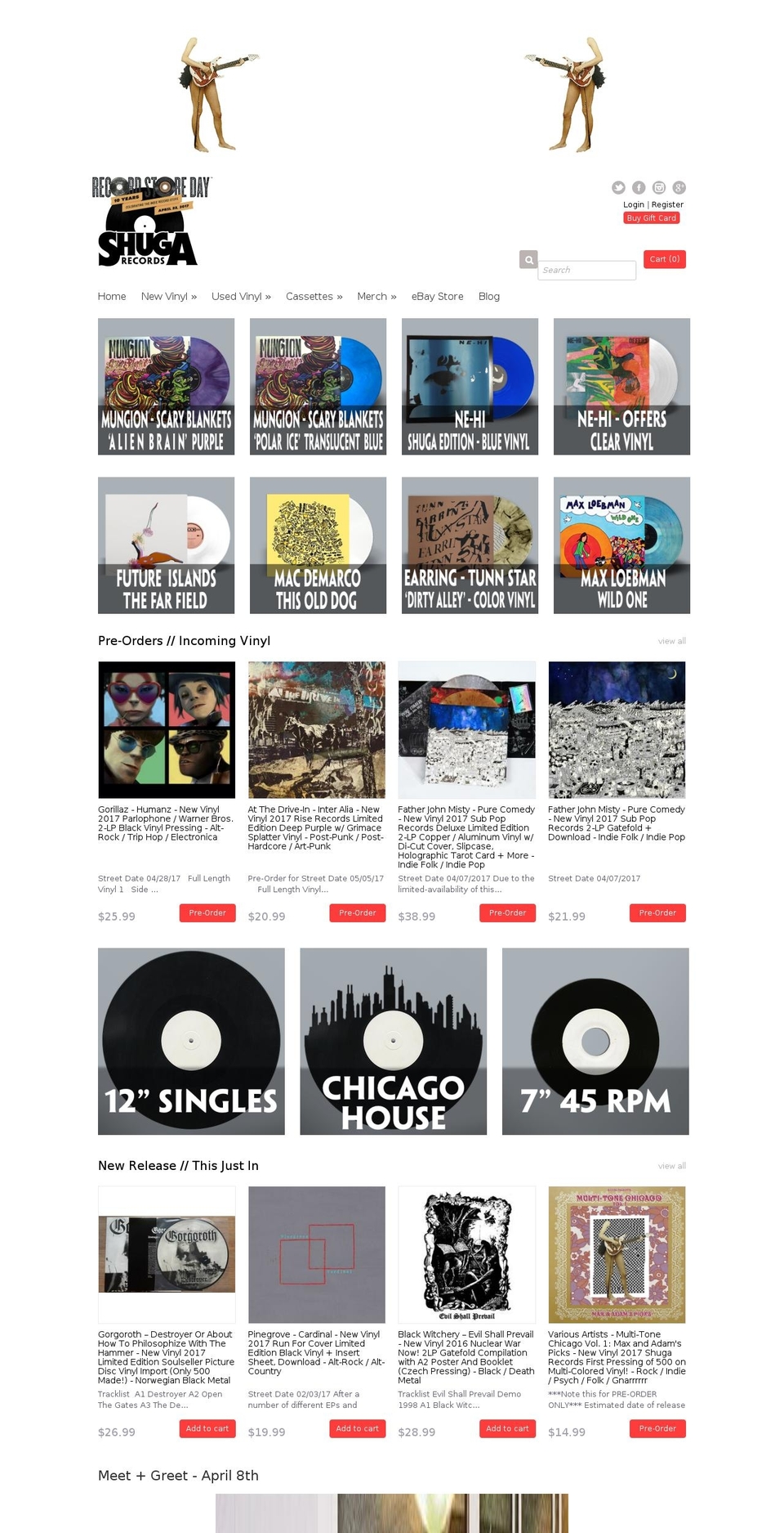 shugarecords.com shopify website screenshot