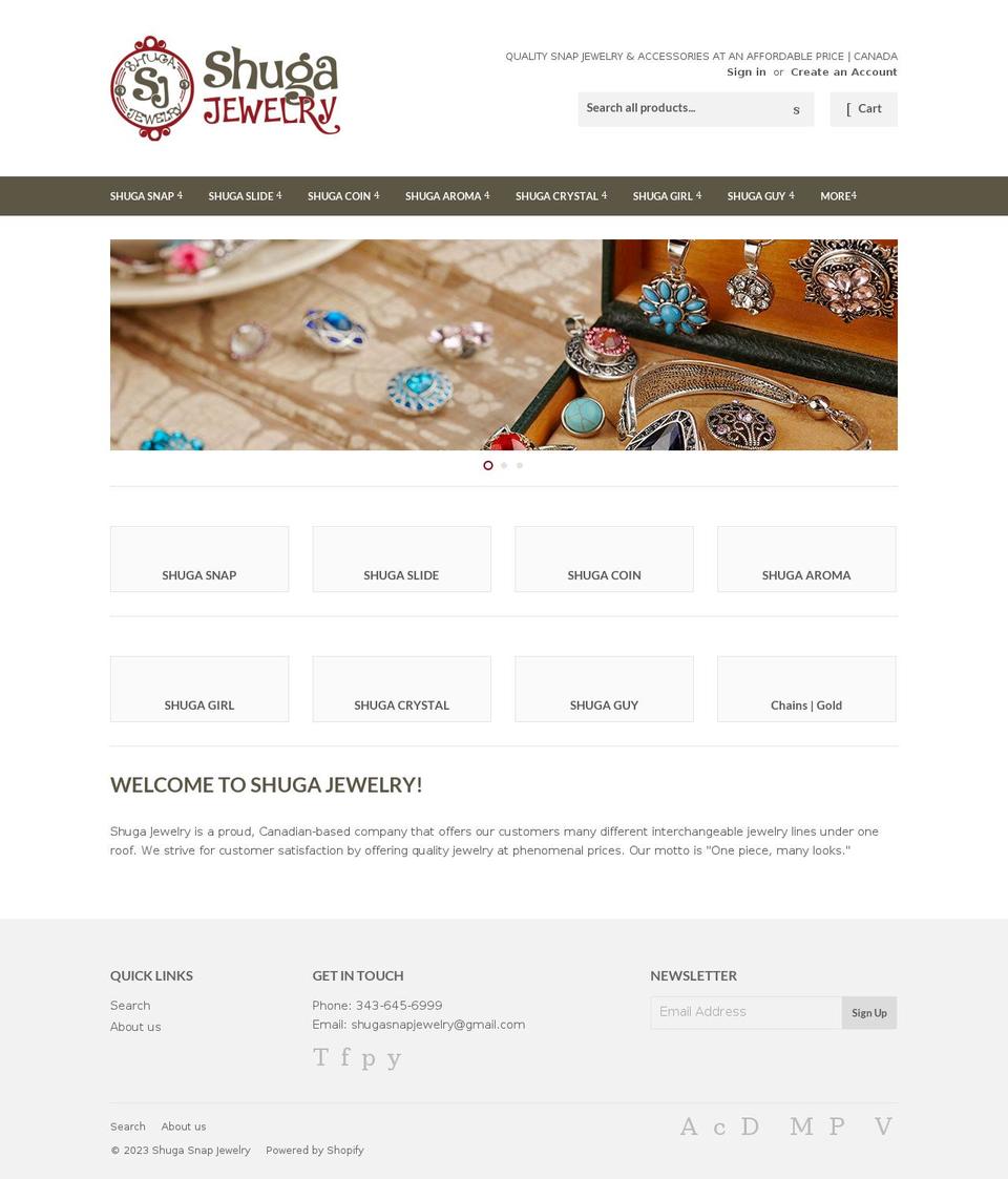 shugasnap.ca shopify website screenshot