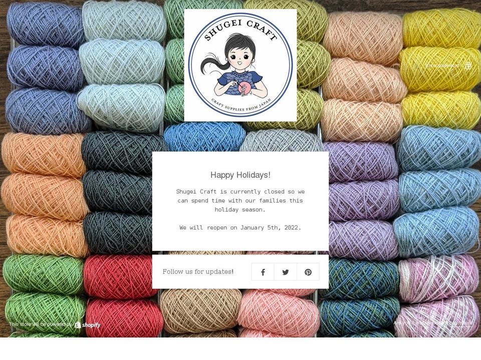 shugeicraft.com shopify website screenshot