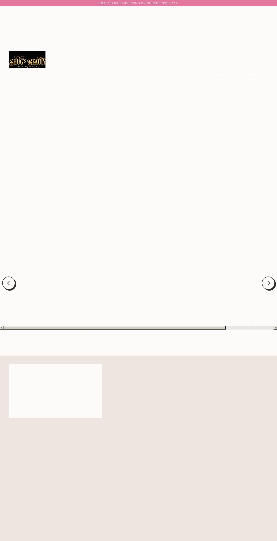 shugsbeauty.com shopify website screenshot