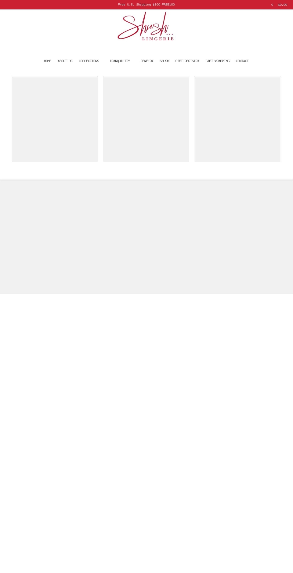 shushlingerie.com — Shopify storefront screenshot