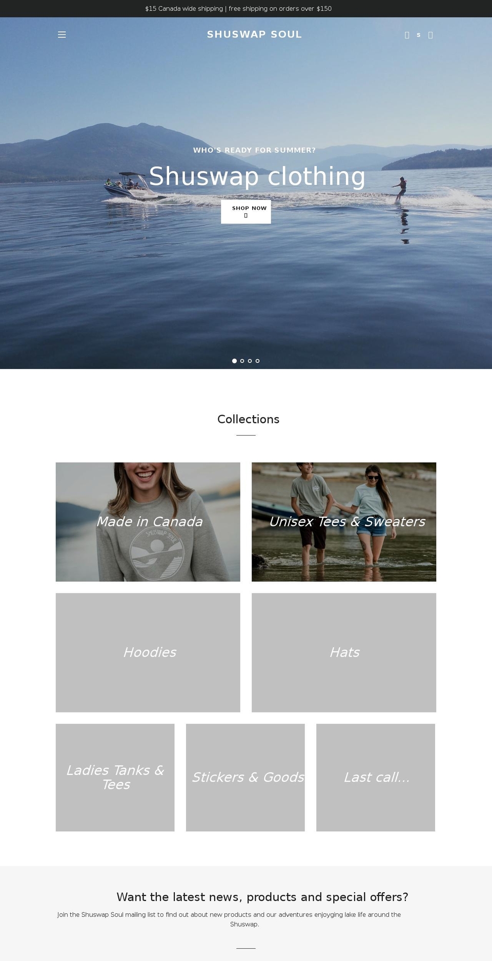 shuswapsoul.com shopify website screenshot