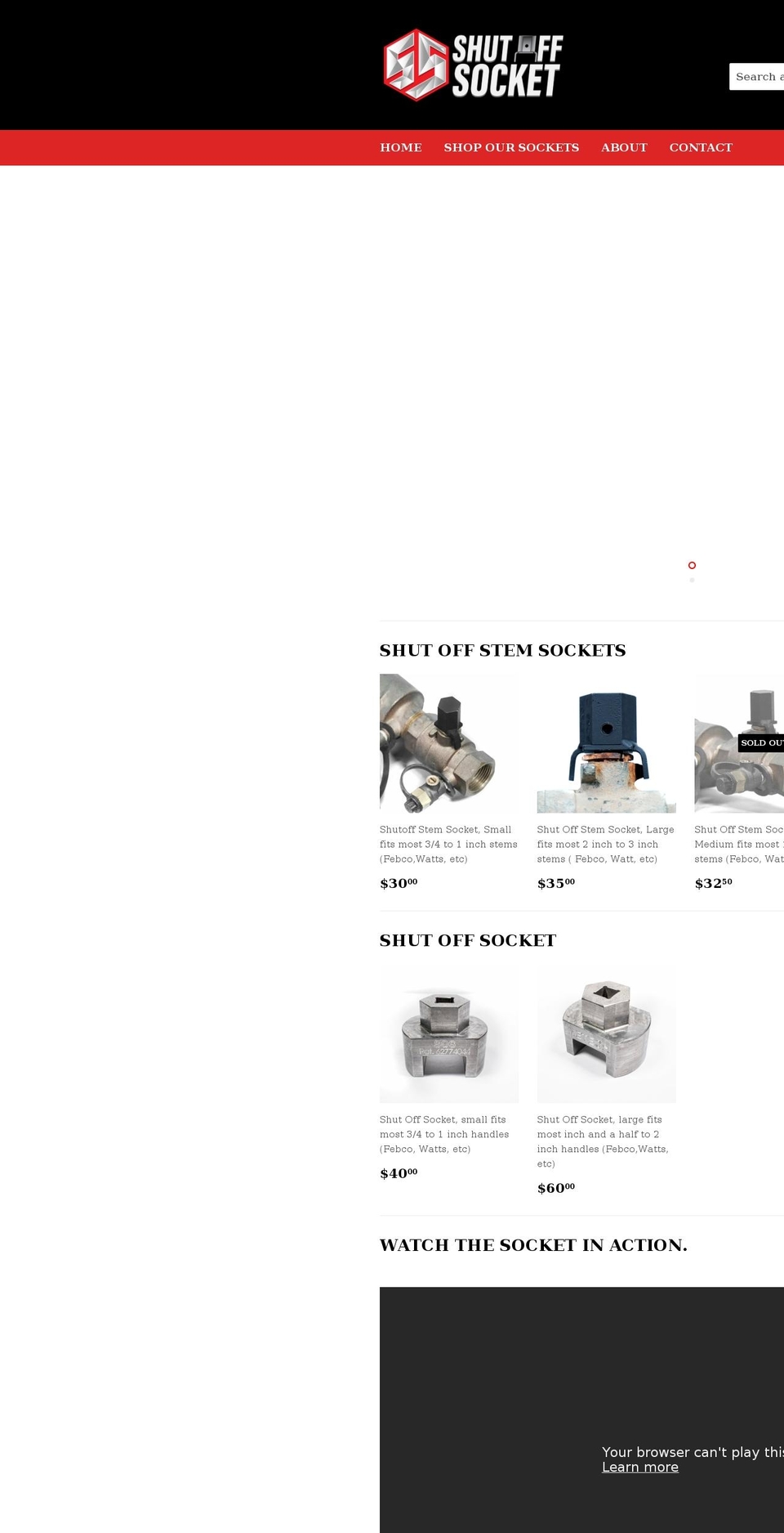 shutoffsocket.com shopify website screenshot
