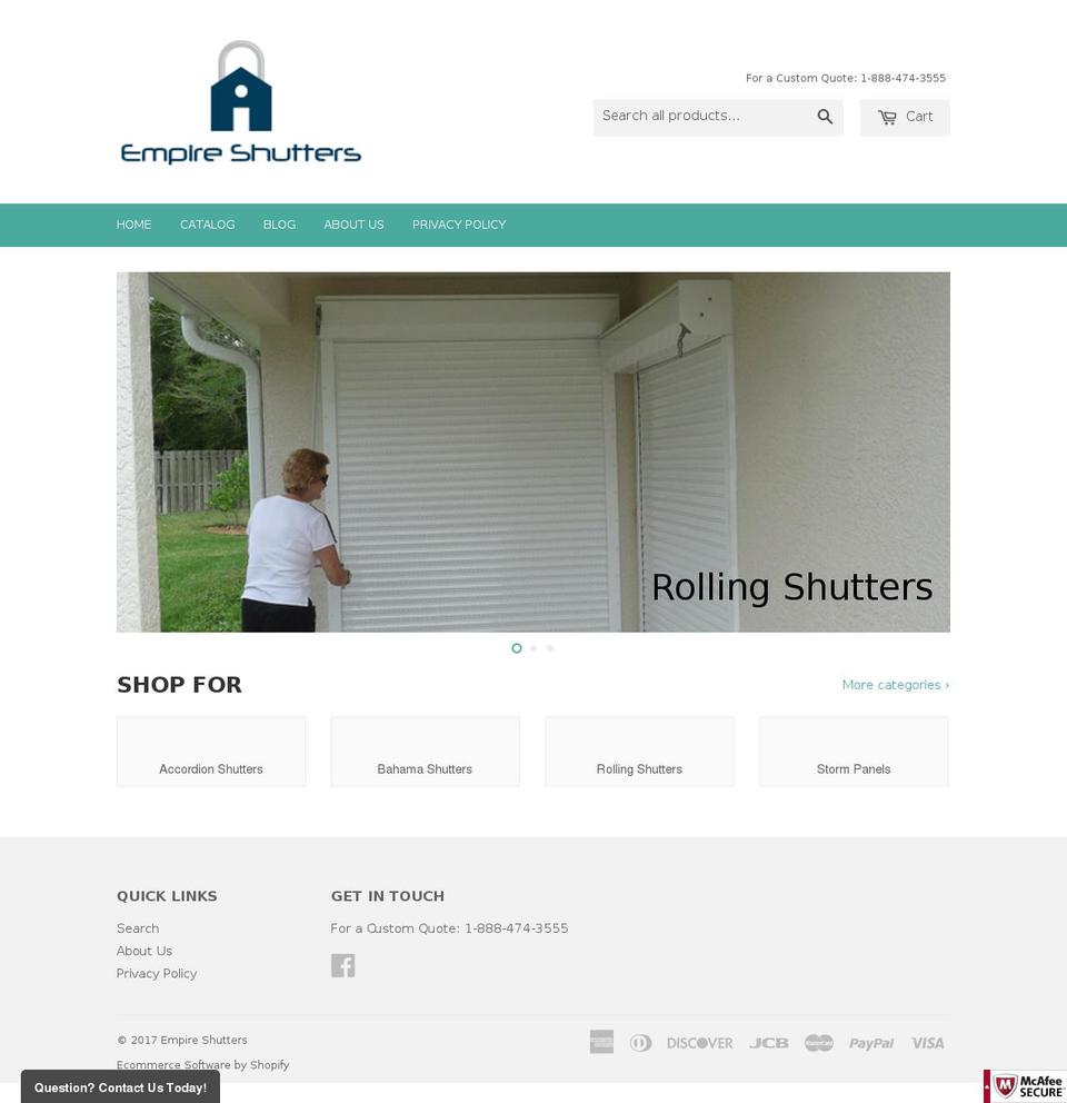 shuttersbyempire.com shopify website screenshot