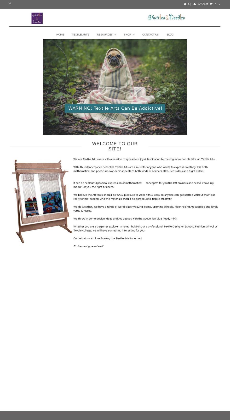 shuttlesandneedles.com shopify website screenshot