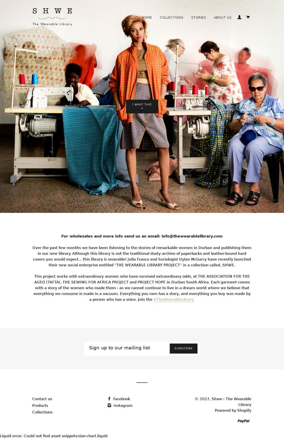 shweclothing.com shopify website screenshot
