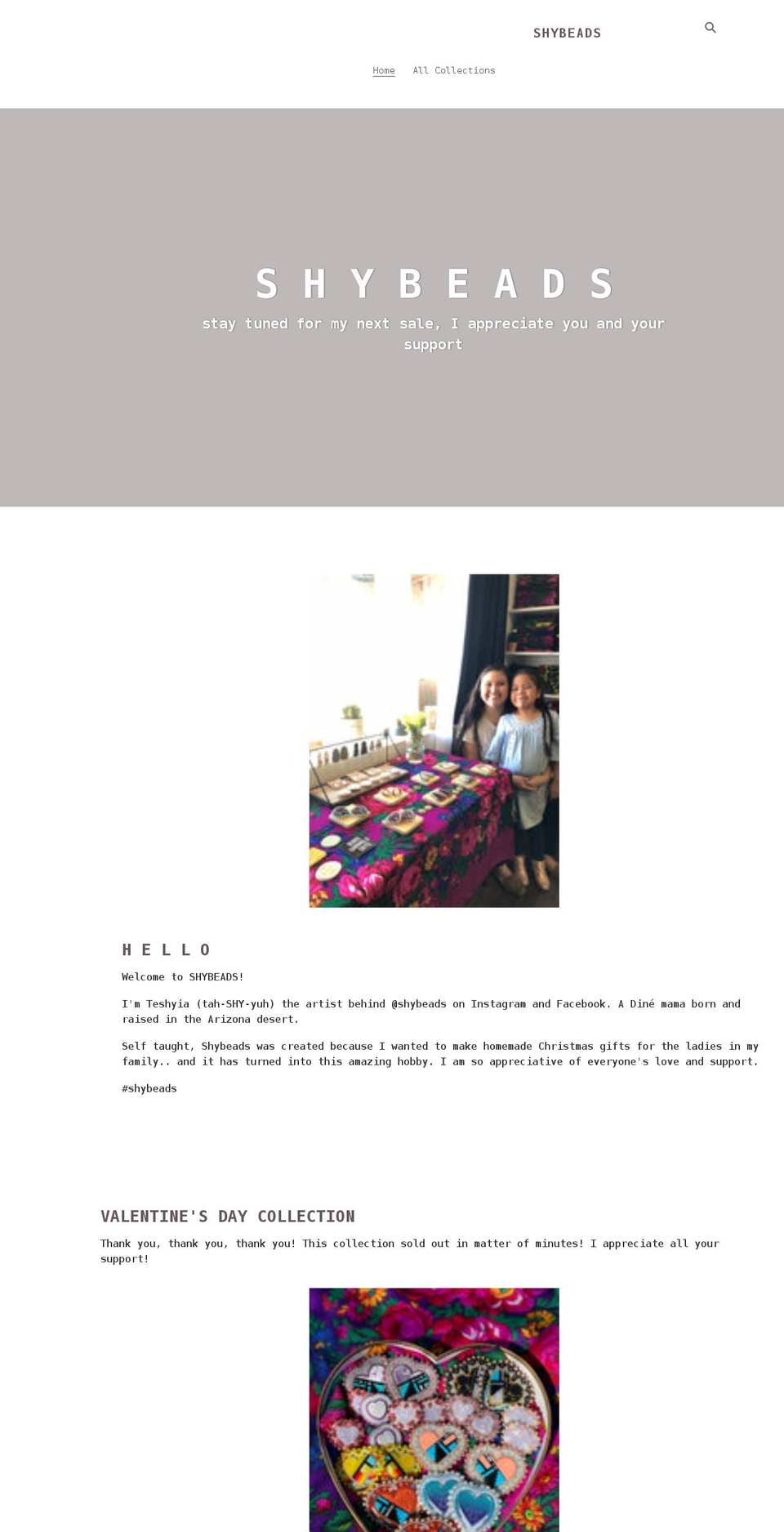 shybeads.com shopify website screenshot