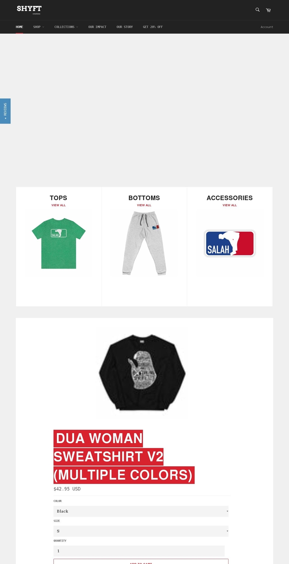 shyftcreations.com shopify website screenshot