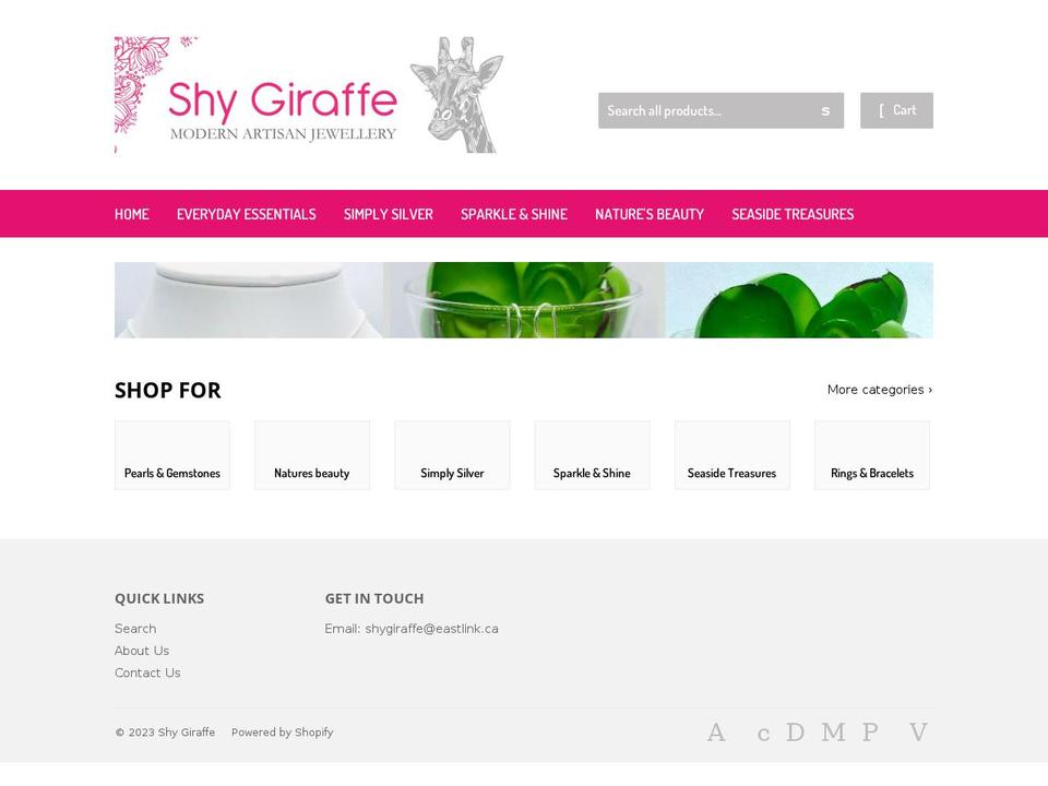 shygiraffe.ca shopify website screenshot