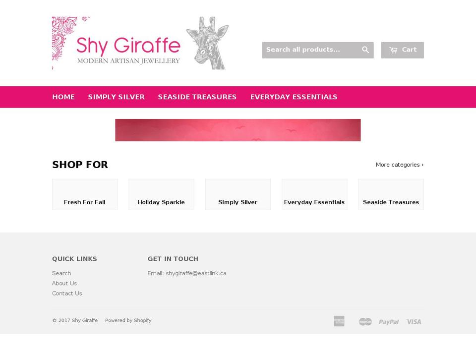 shygiraffe.com shopify website screenshot