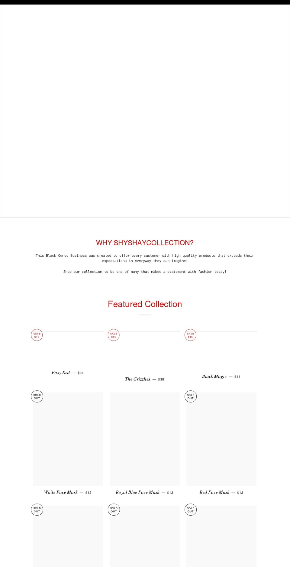shyshaycollection.com shopify website screenshot