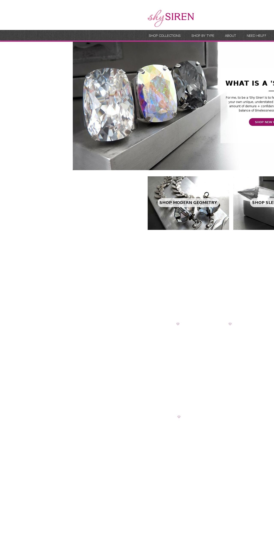 shysirenjewelry.com — Shopify storefront screenshot
