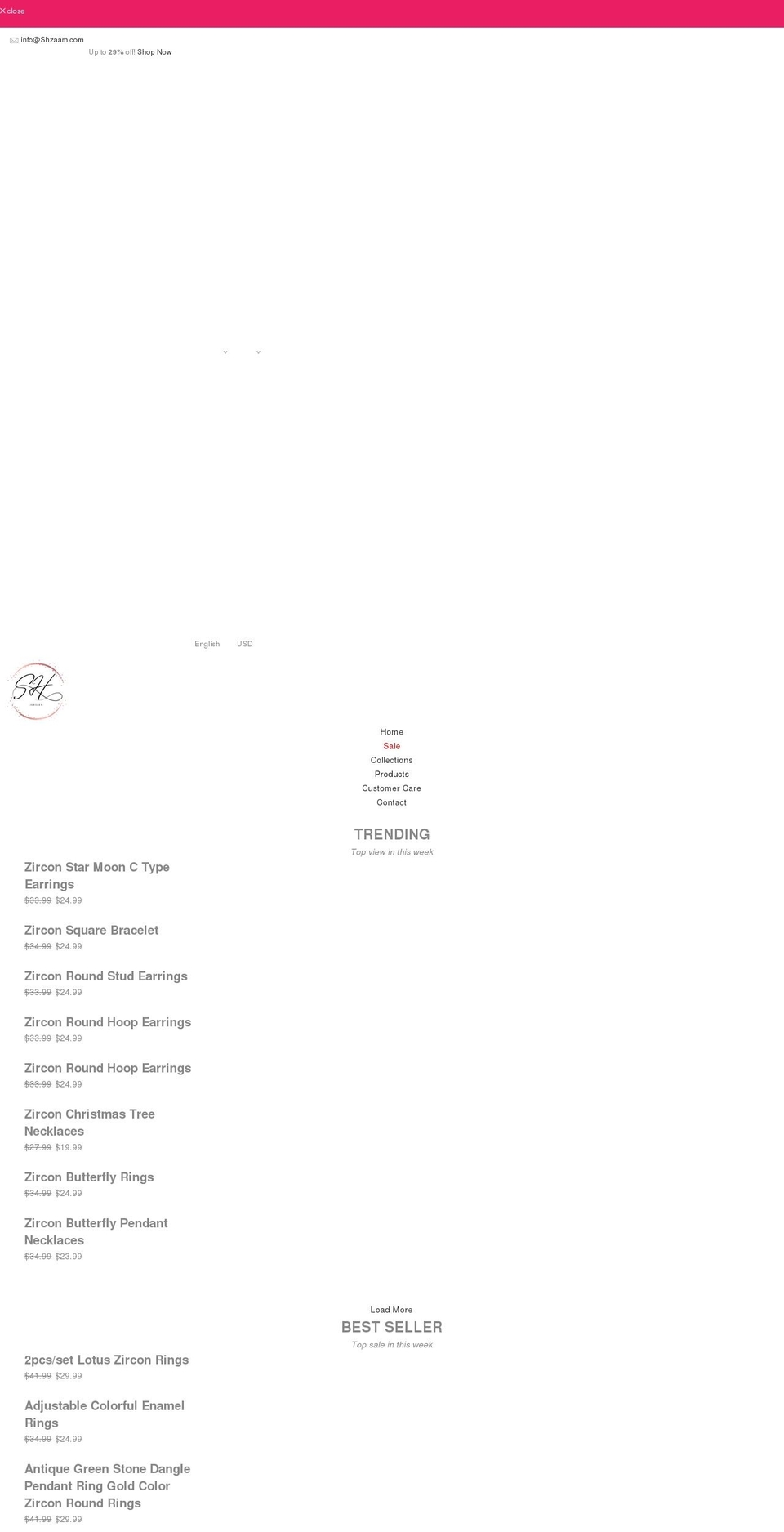 shzaam.com shopify website screenshot