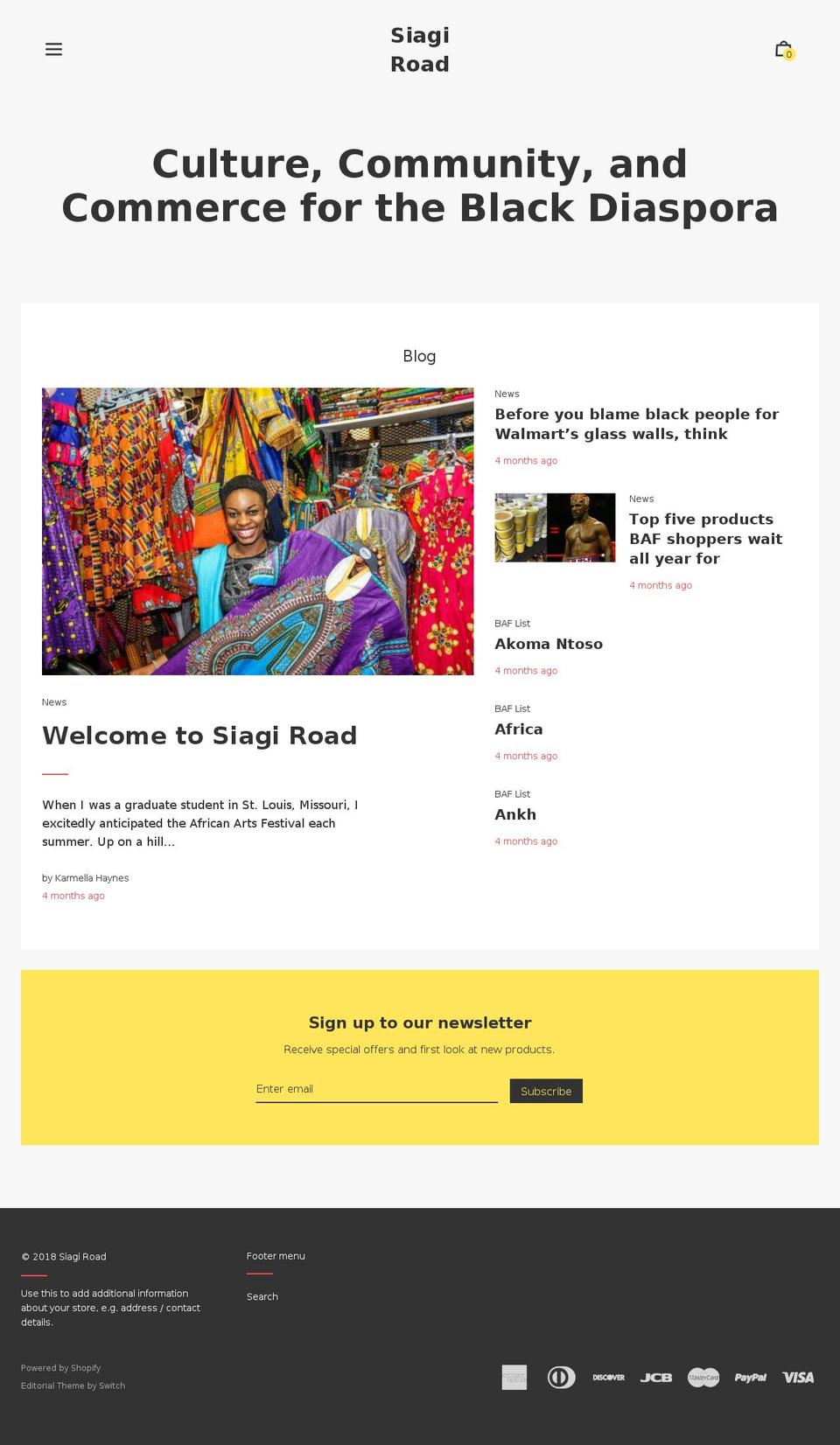Editorial Shopify theme site example siagiroad.com