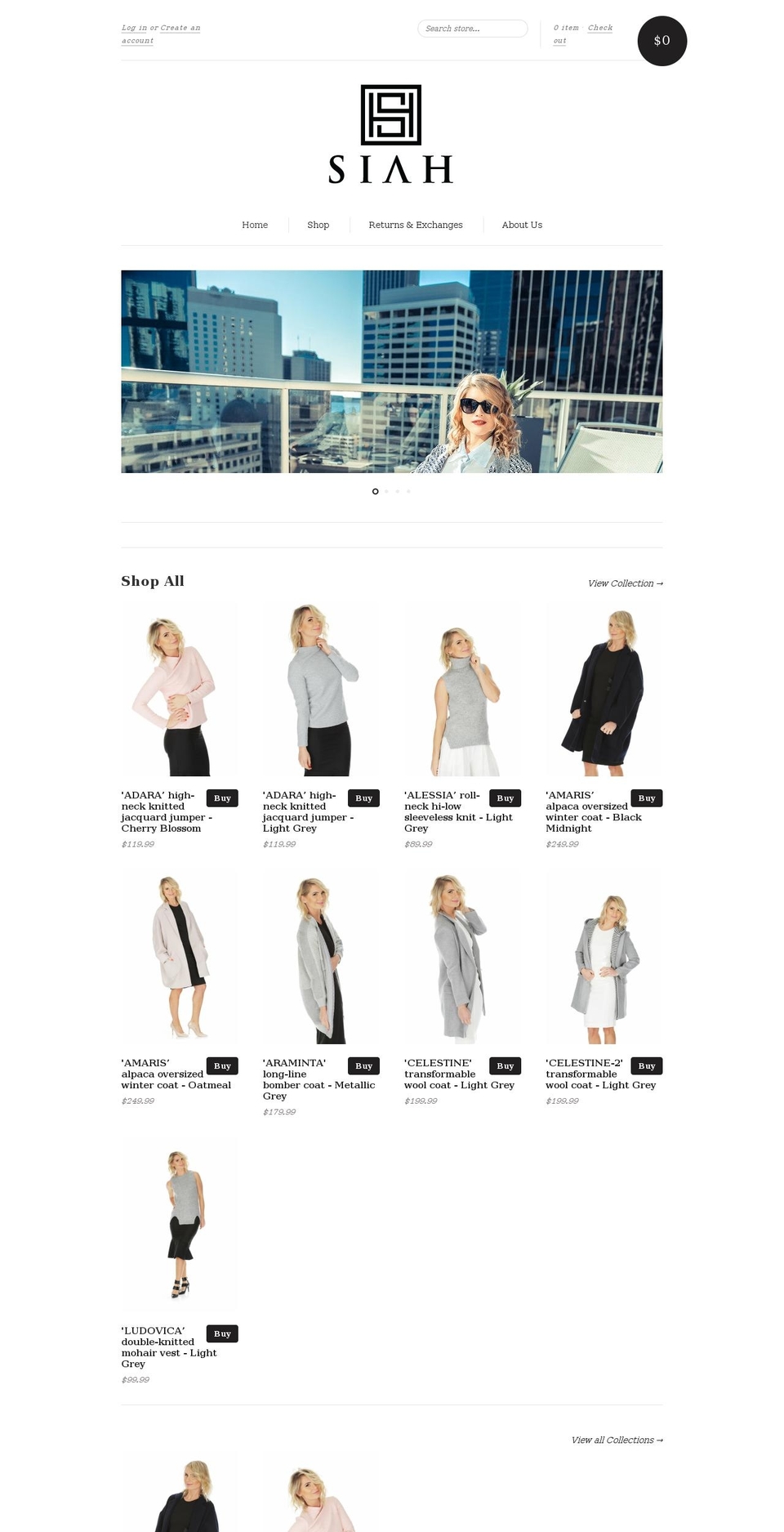 siahthelabel.com.au shopify website screenshot