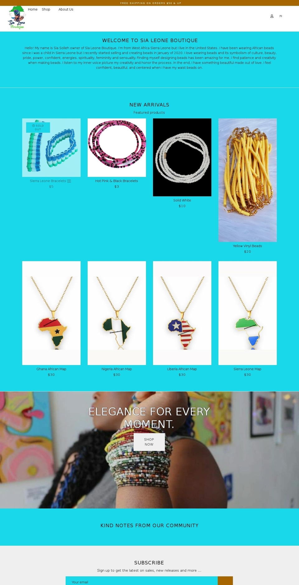 sialeoneboutique.com shopify website screenshot