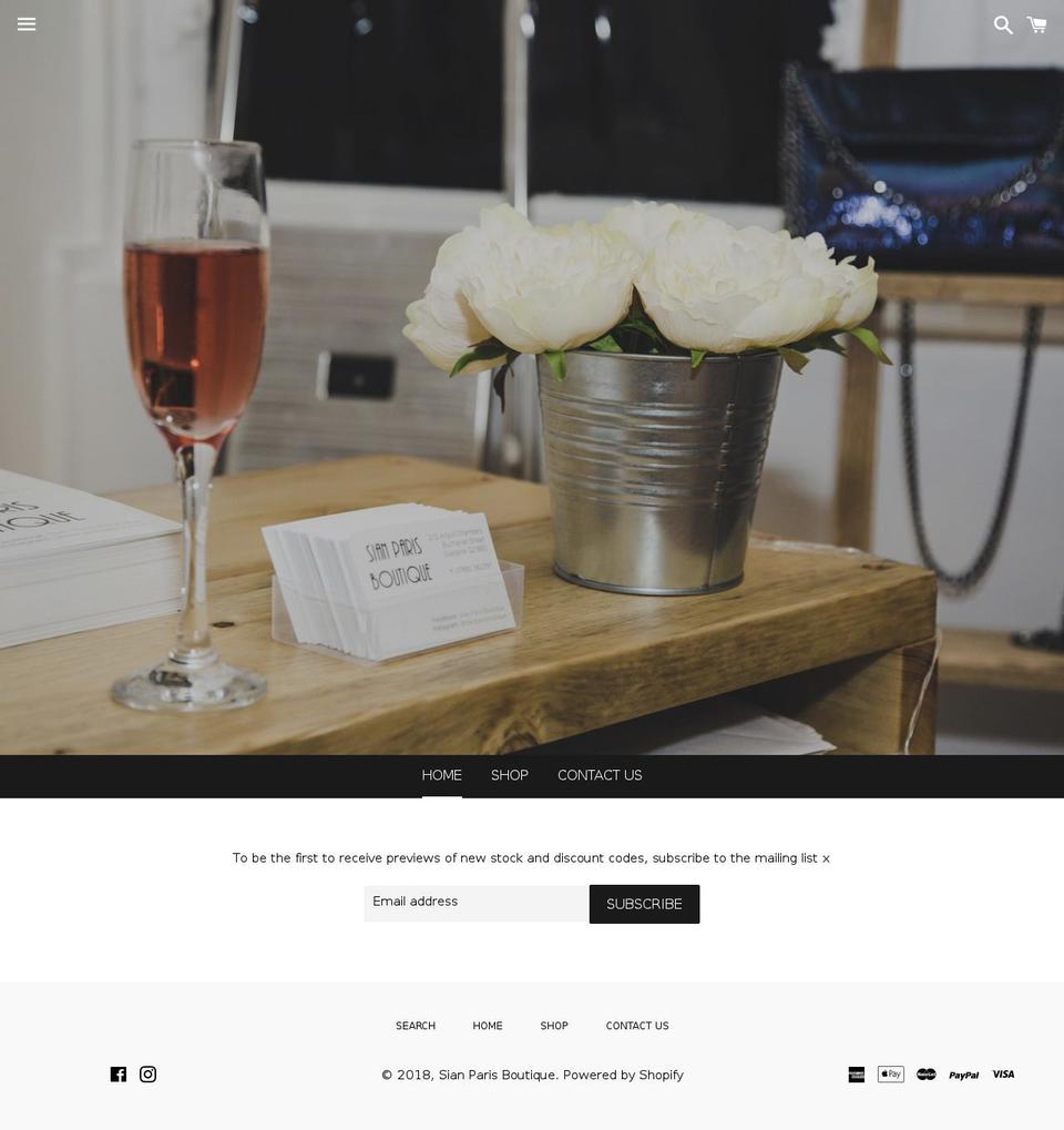 sianparisboutique.com — Shopify storefront screenshot
