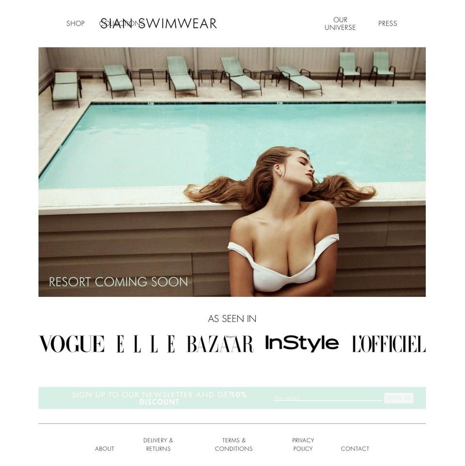 sianswimwear.com shopify website screenshot