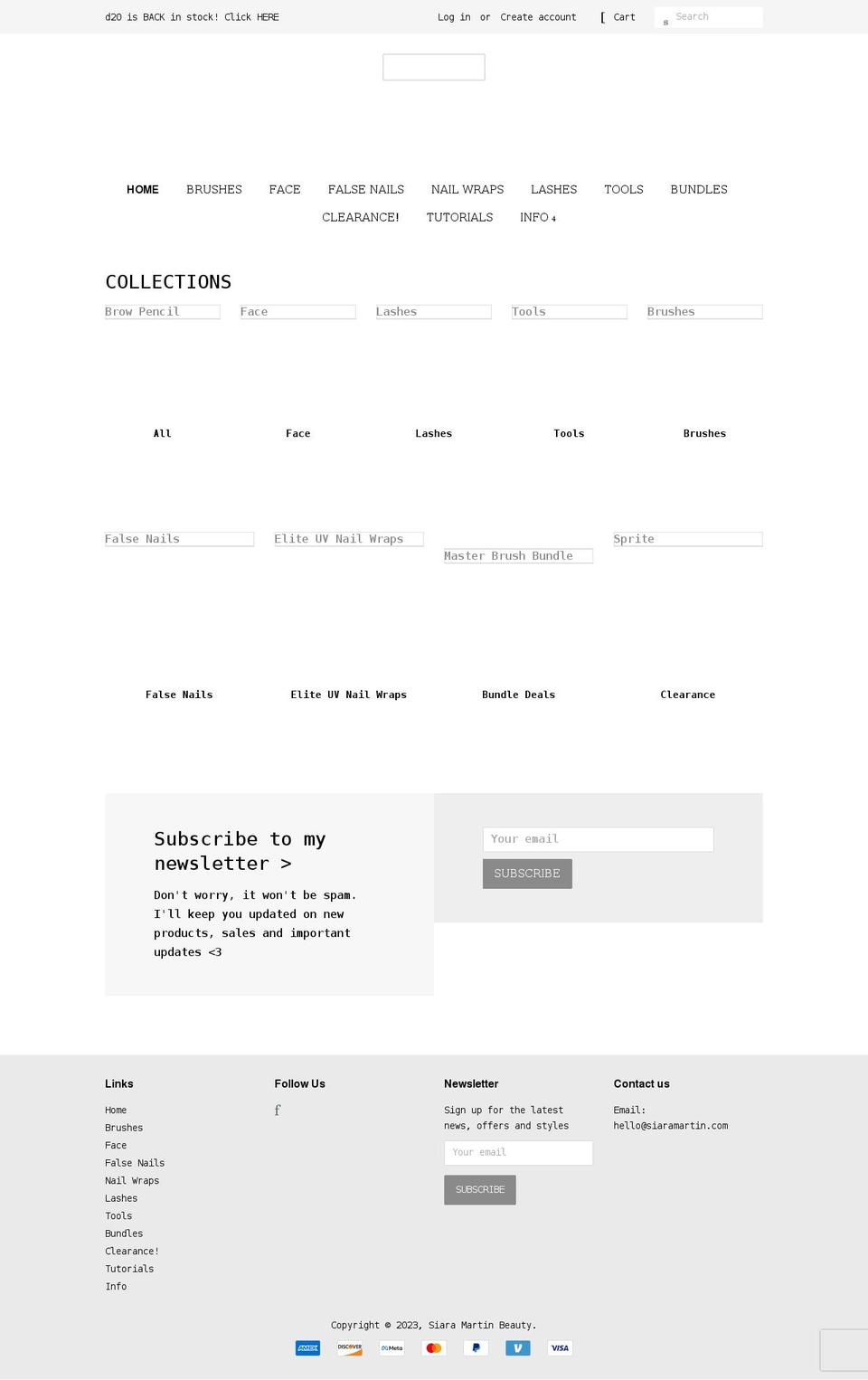 siaramartin.com shopify website screenshot