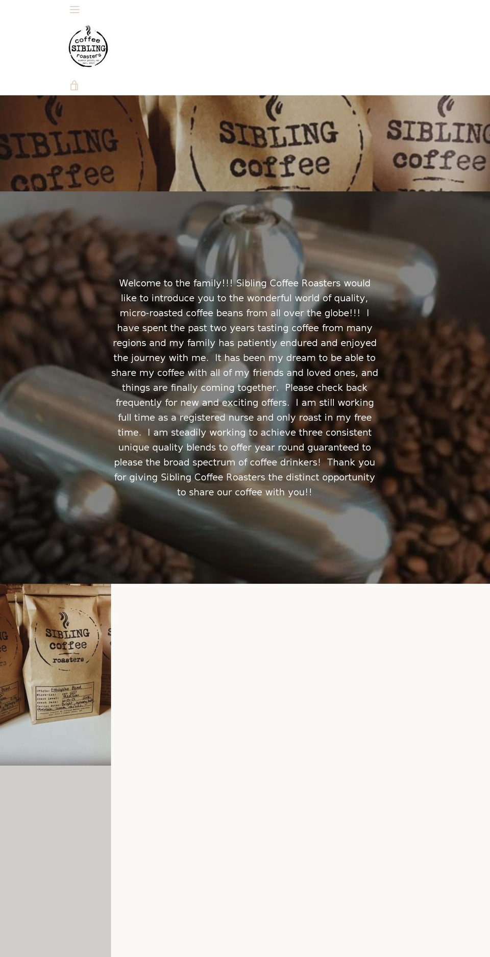 siblingcoffeeroasters.com — Shopify storefront screenshot