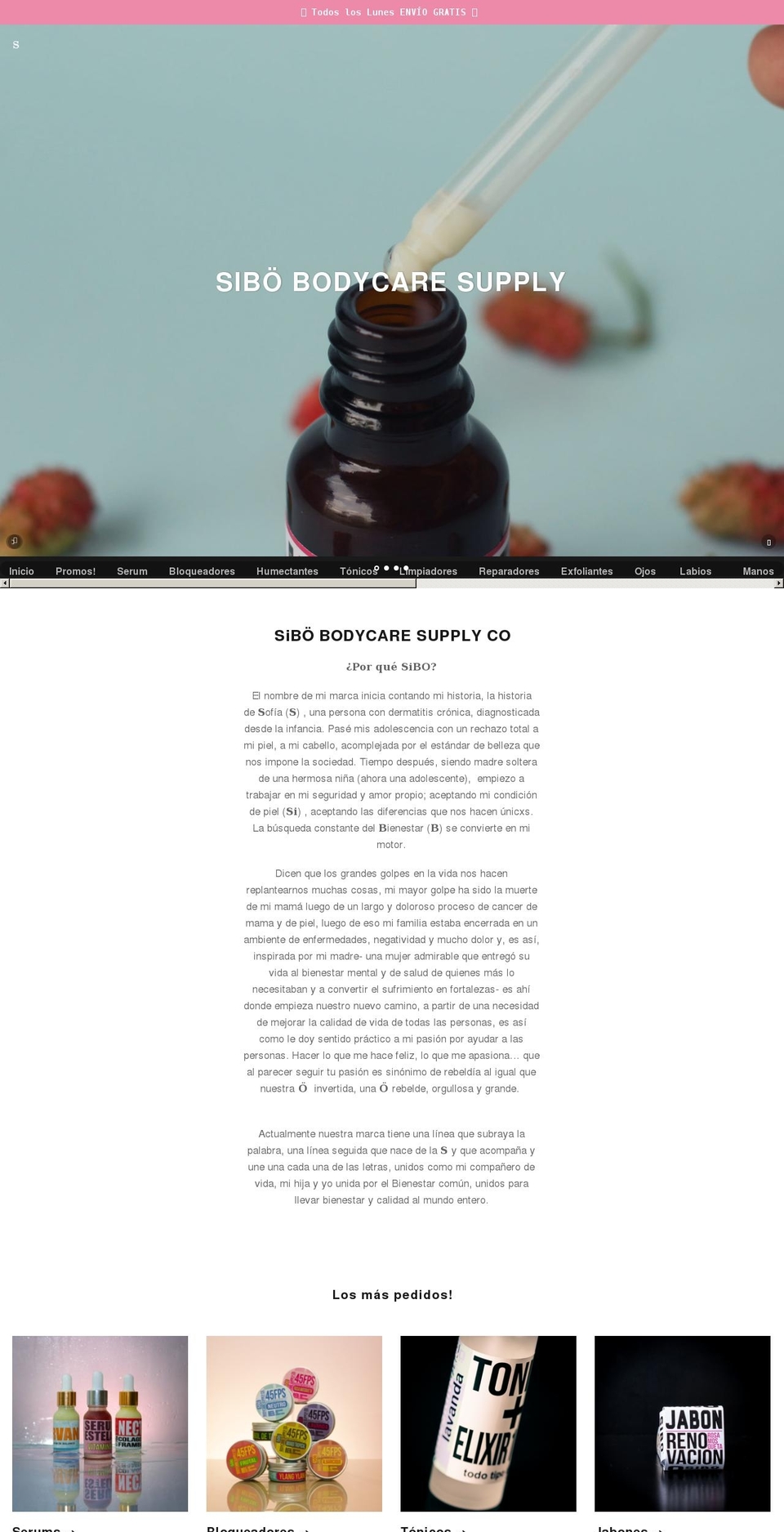 sibobodycare.com shopify website screenshot