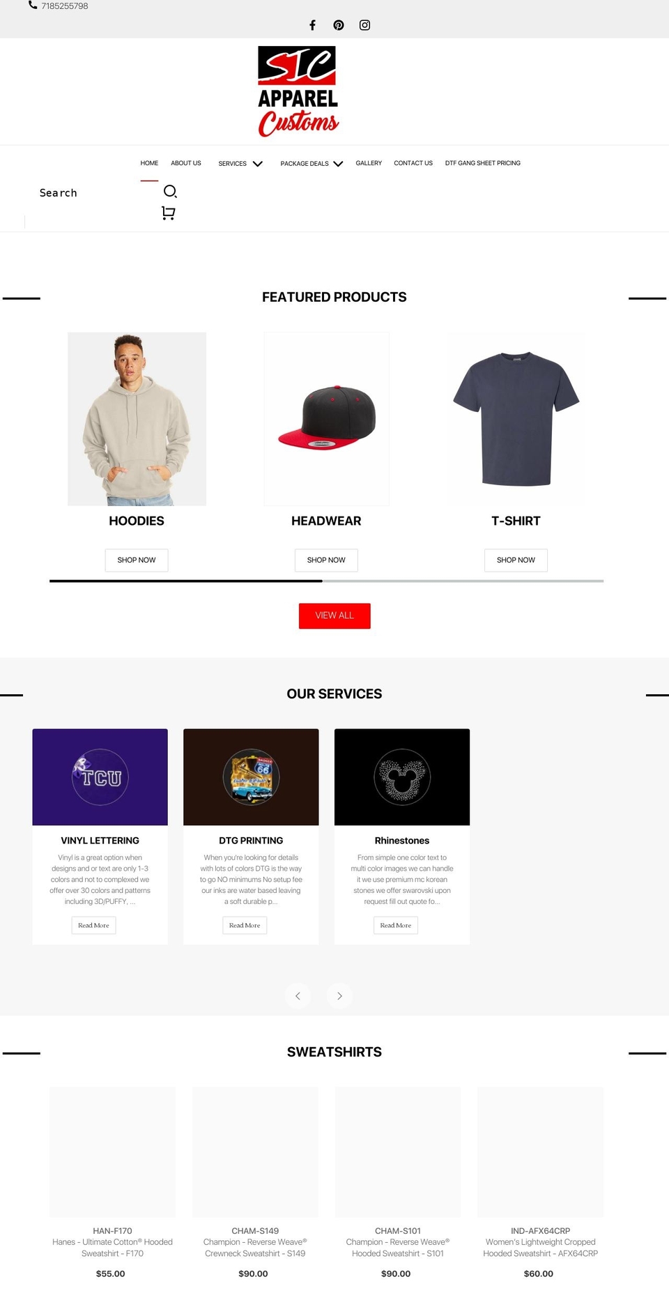 sicapparelcustoms.com shopify website screenshot