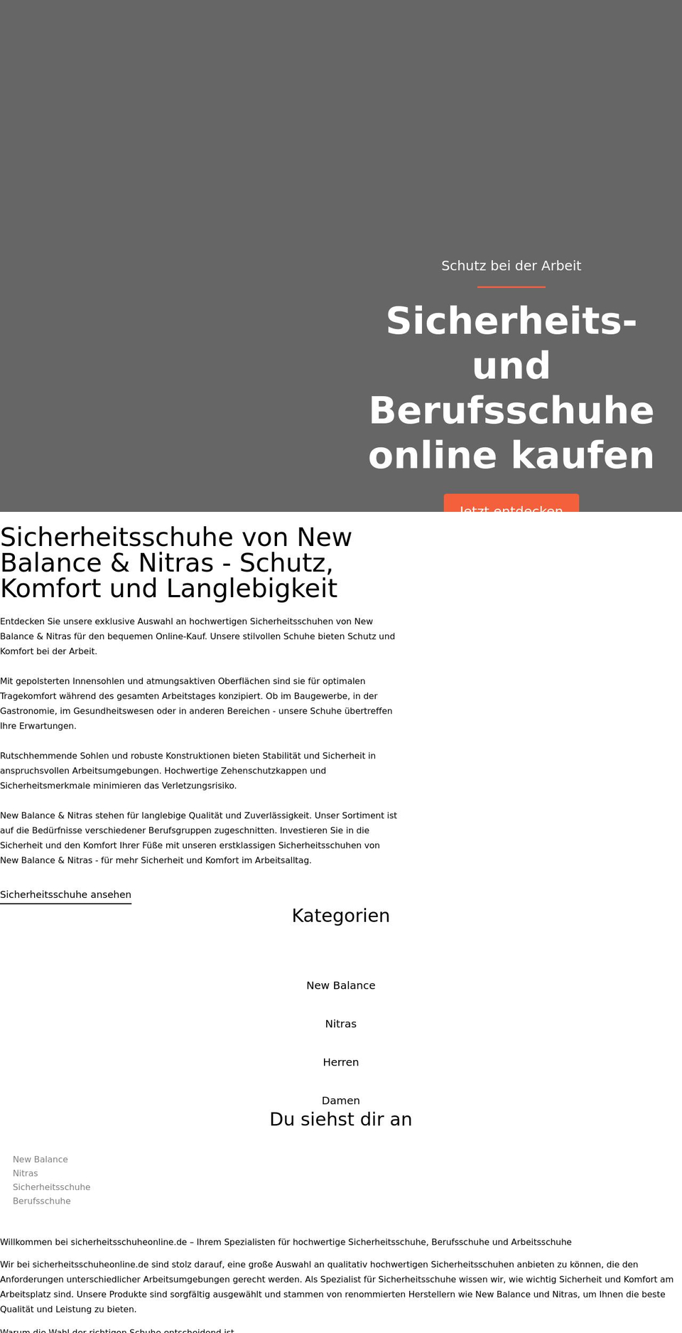 sicherheitsschuheonline.de shopify website screenshot