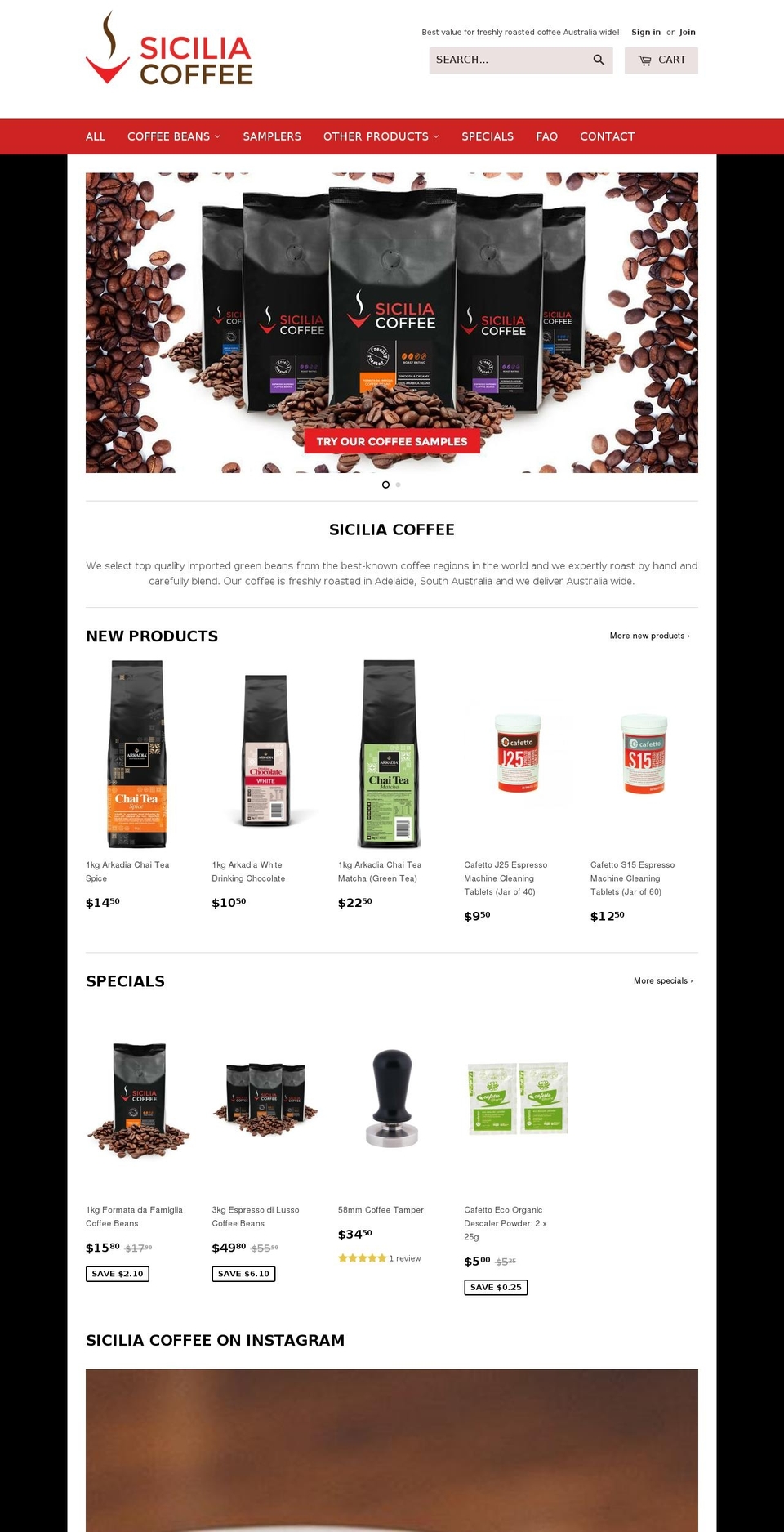 siciliacoffee.com.au shopify website screenshot