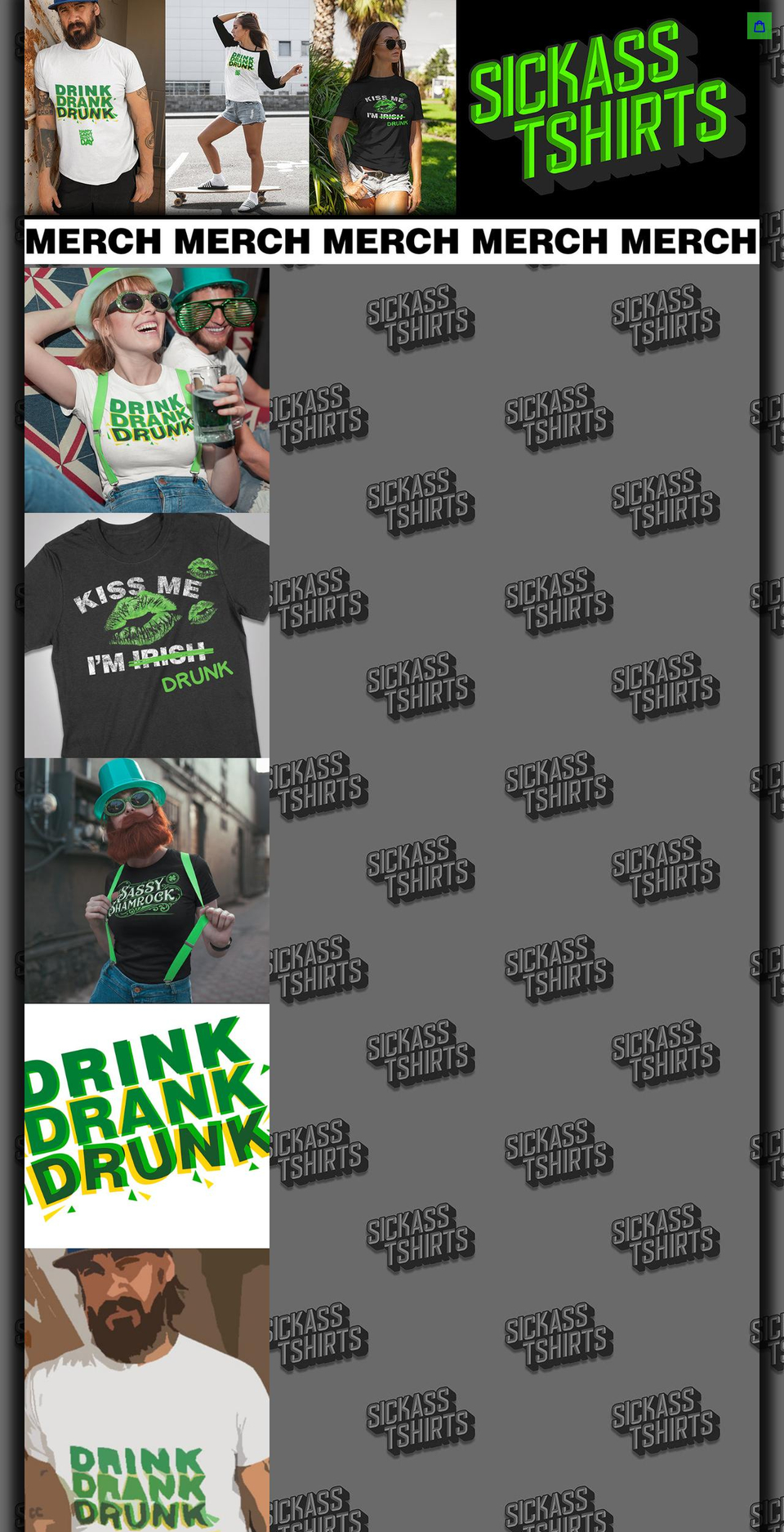 sickasstshirts.com shopify website screenshot