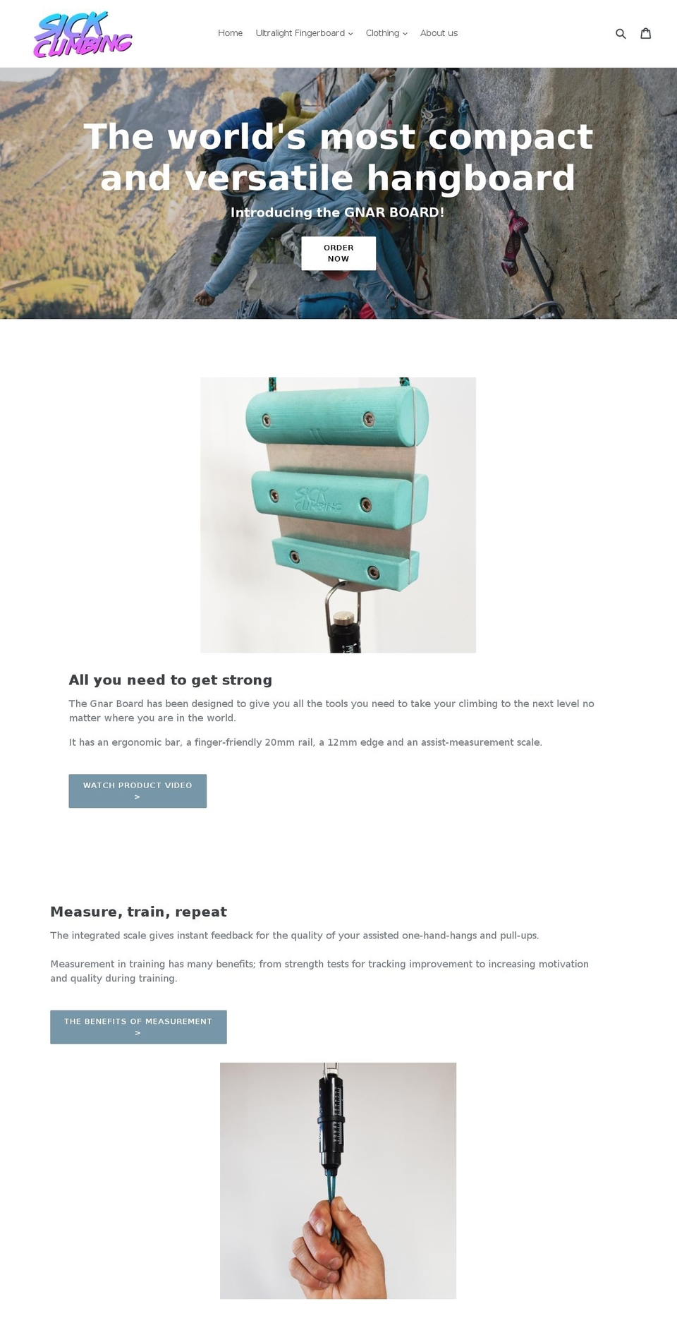 sickclimbing.com — Shopify storefront screenshot