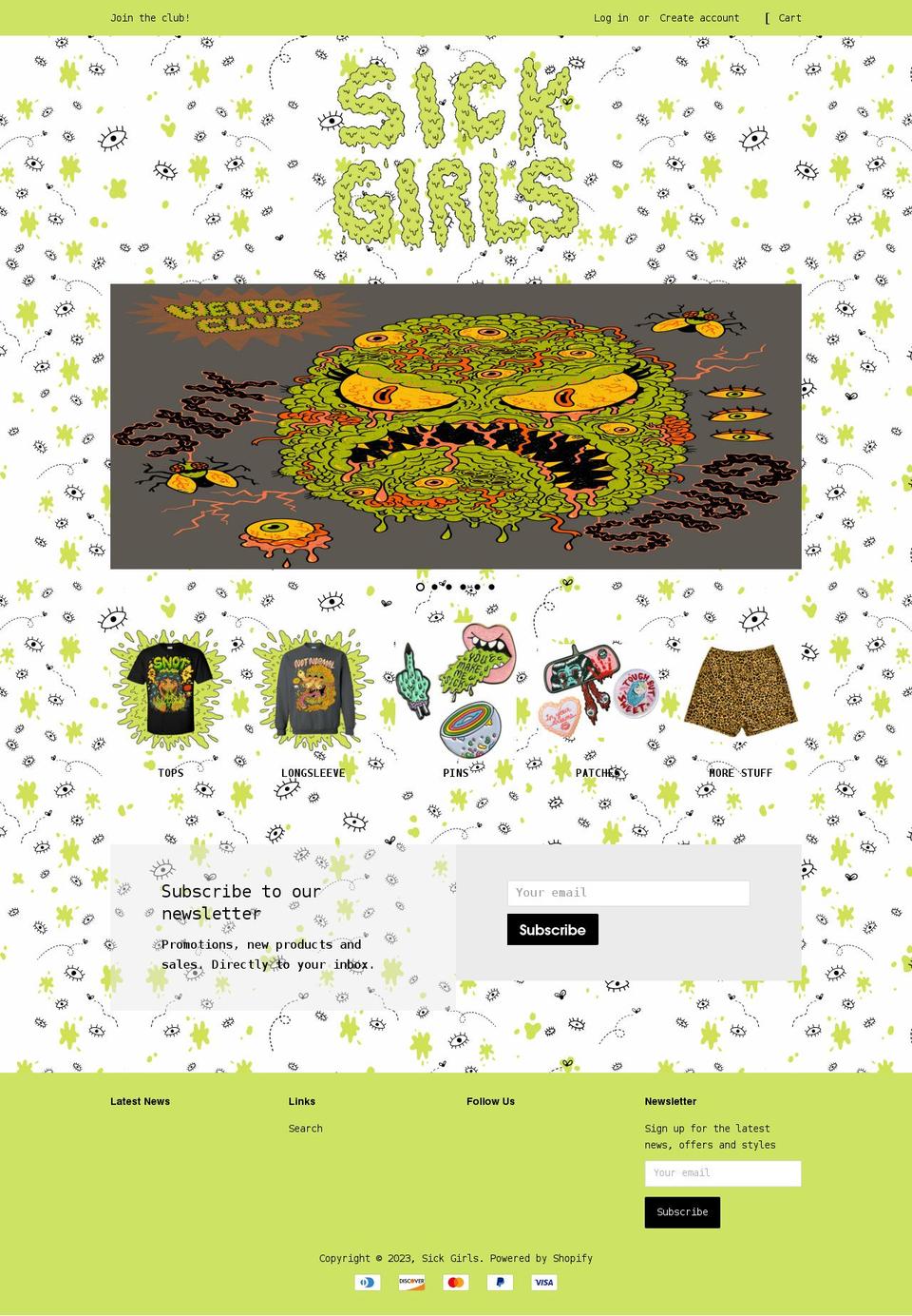 sickgirlsofficial.com shopify website screenshot