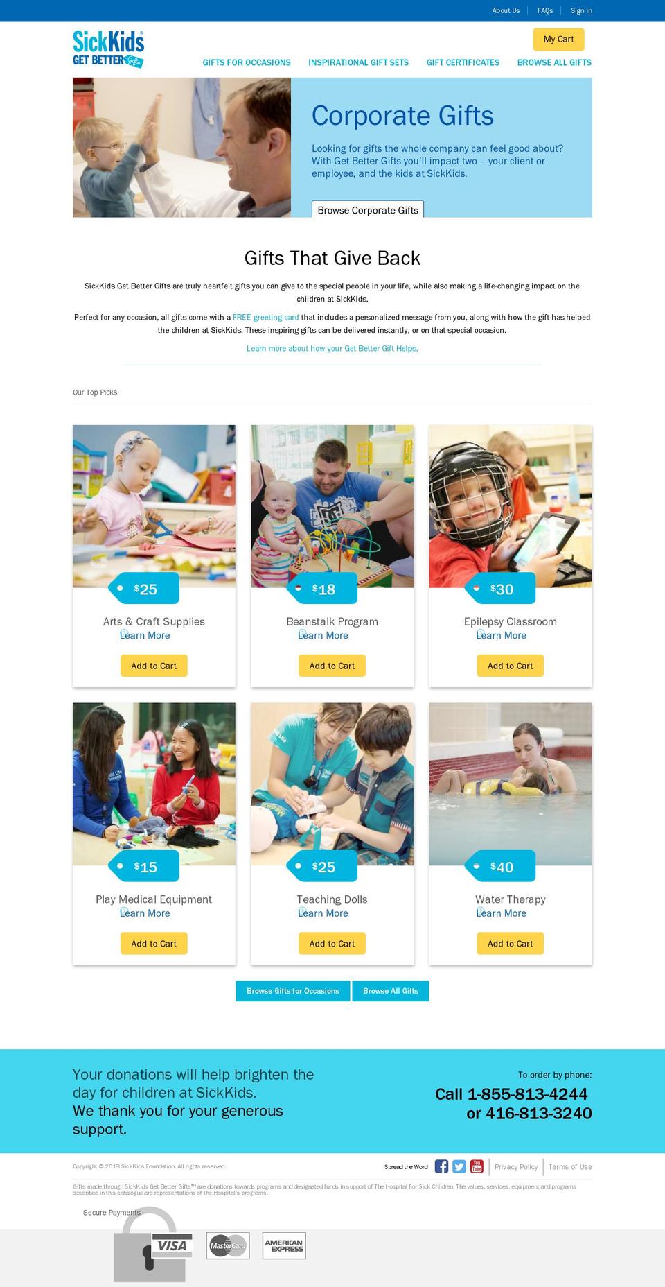 SickKids Theme - Merged Shopify theme site example sickkidsgetbettergifts.com