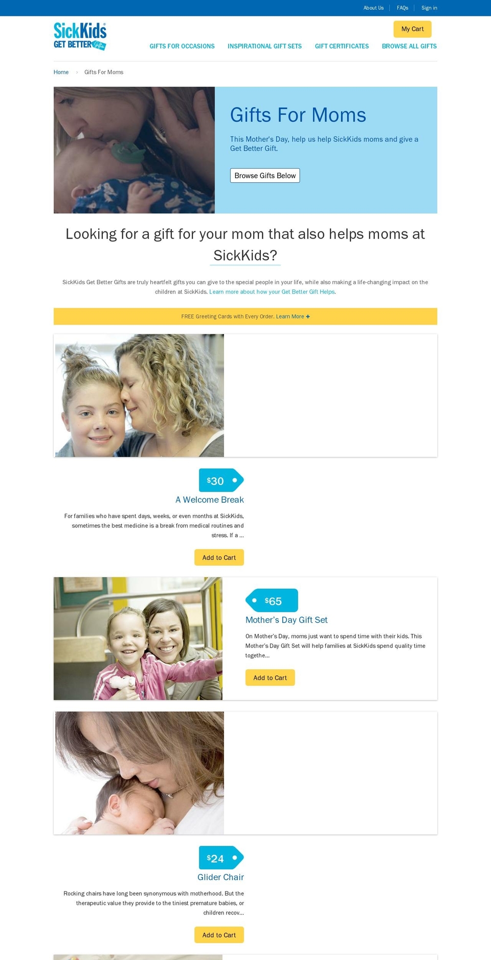 SickKids Theme - Merged Shopify theme site example sickkidsgifts.ca