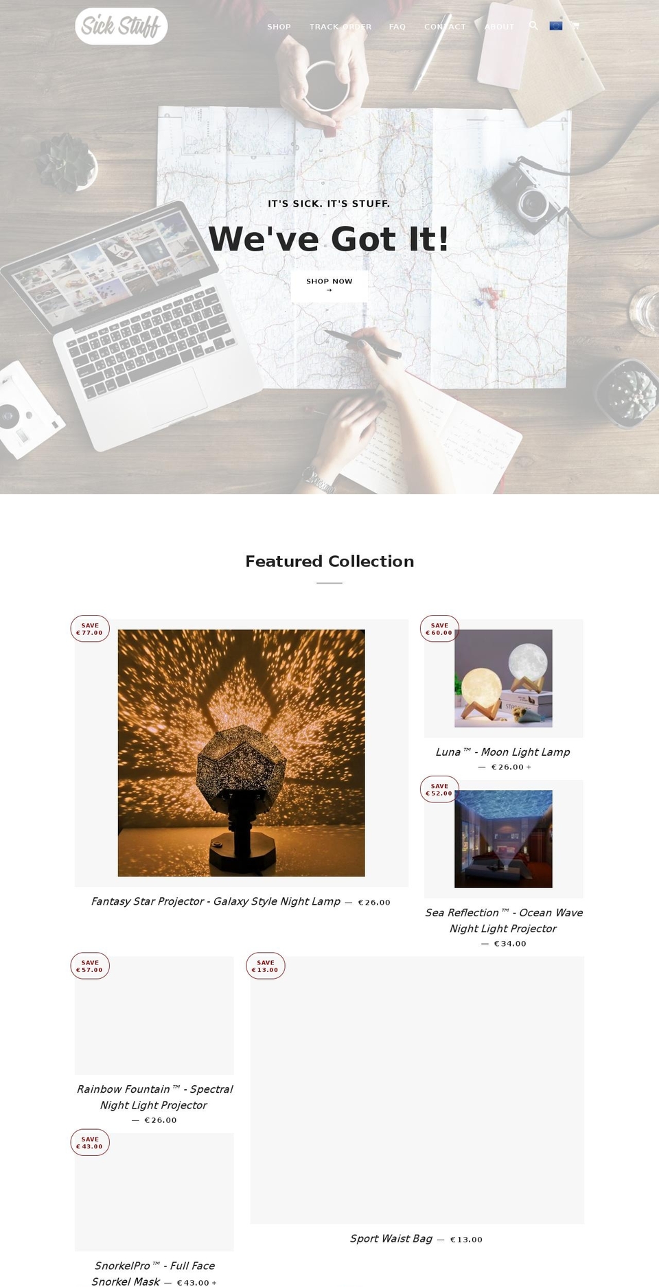 sickstuff.com — Shopify storefront screenshot