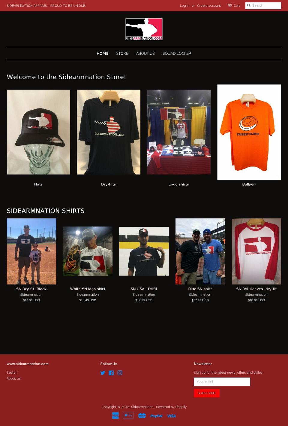 sidearmnationshop.com shopify website screenshot