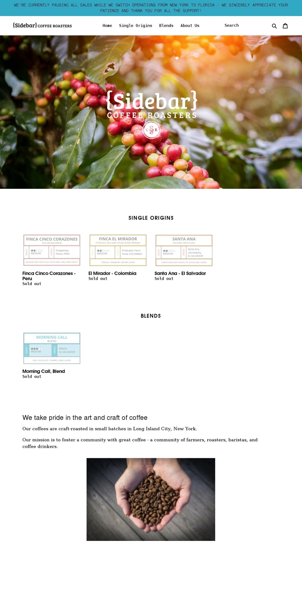 sidebarcoffee.com — Shopify storefront screenshot