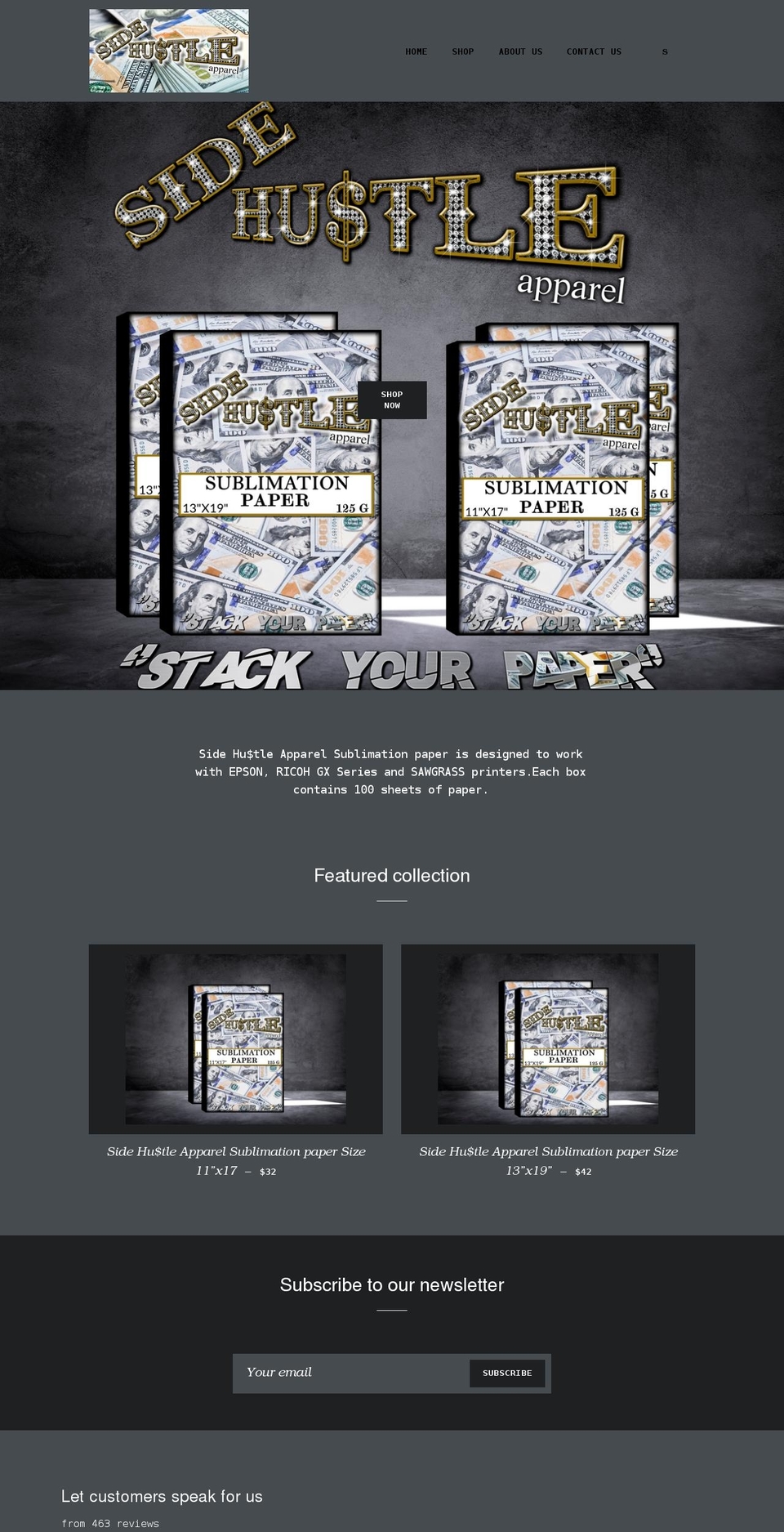 sidehustle-sublimation.com shopify website screenshot
