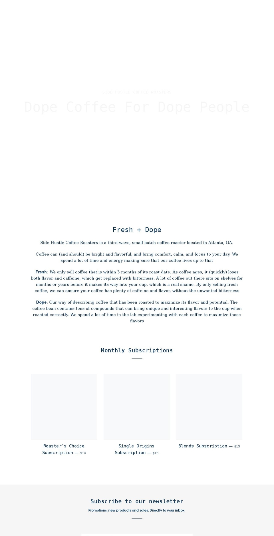 sidehustlecoffeeroasters.com shopify website screenshot