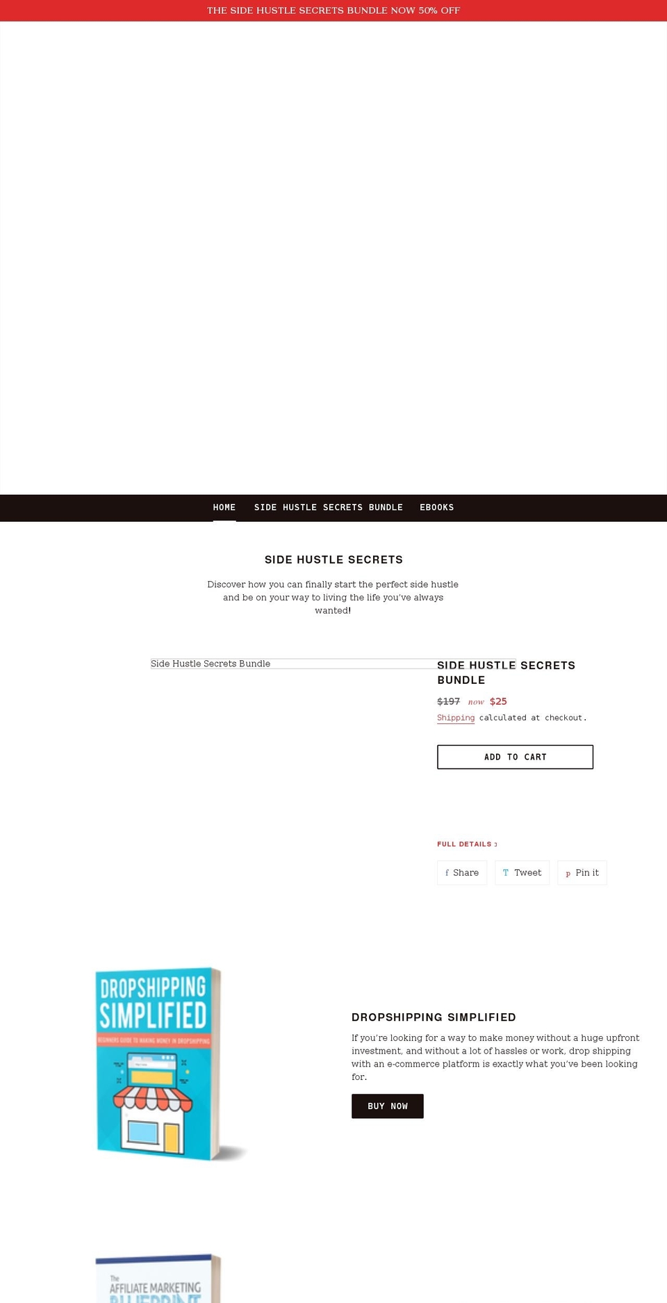 sidehustlesecretss.com shopify website screenshot
