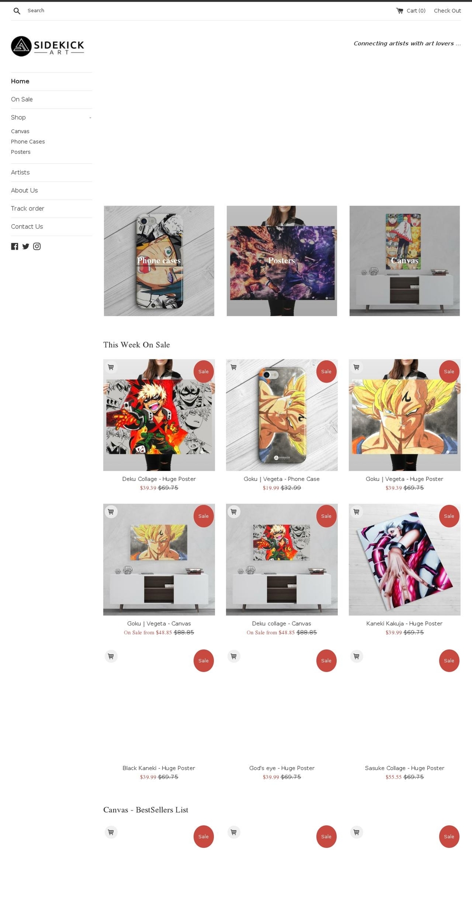 sidekickart.com shopify website screenshot