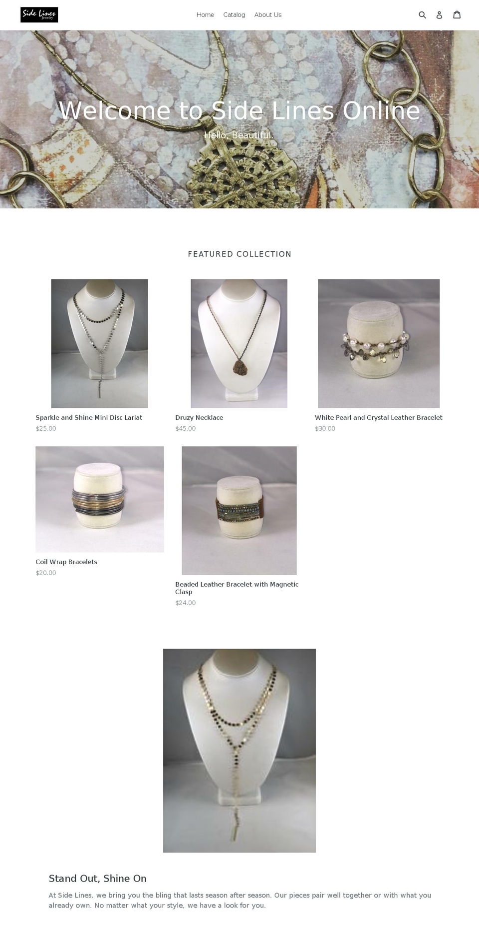 sidelinesjewelry.com — Shopify storefront screenshot