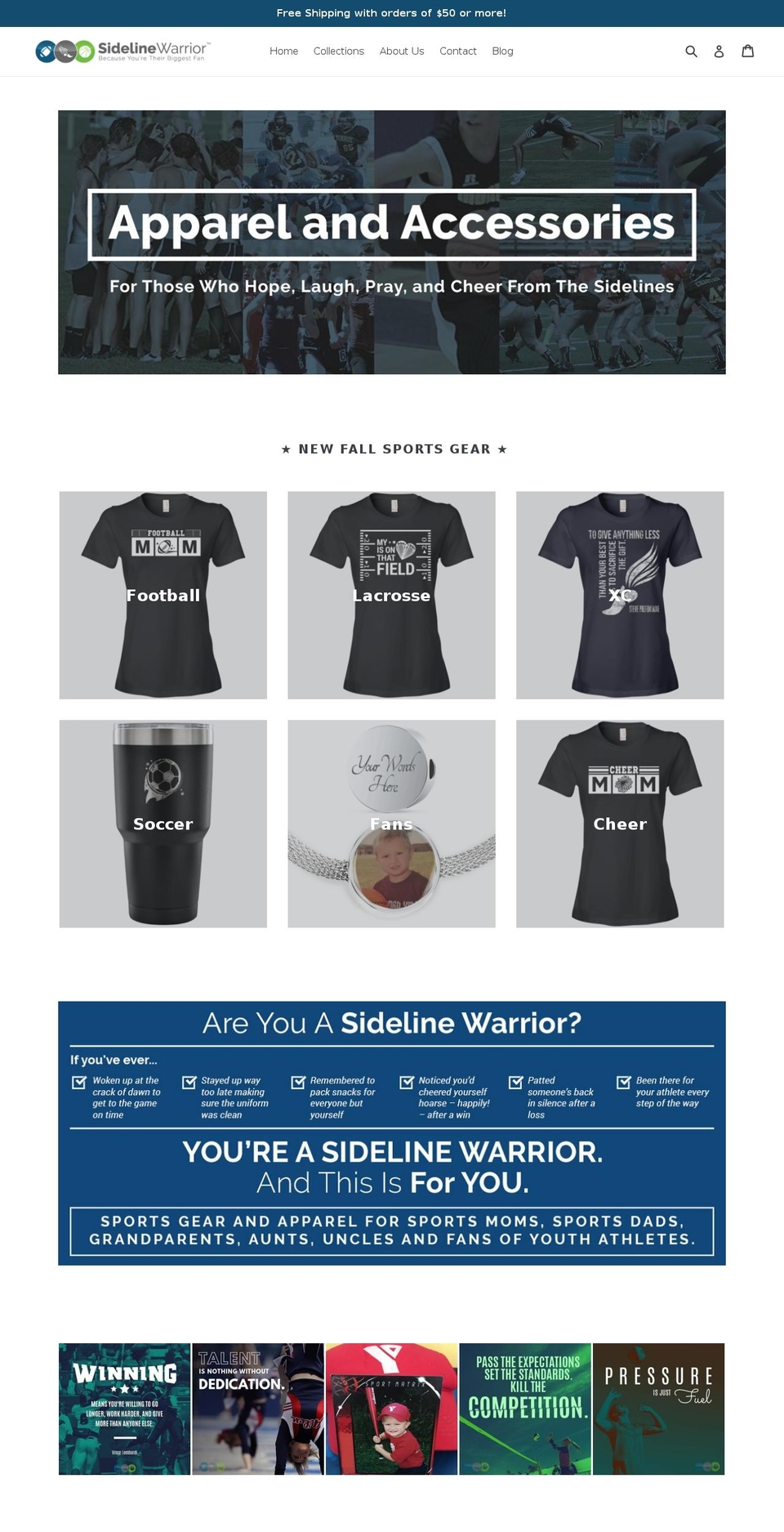 sidelinewarrior.com shopify website screenshot