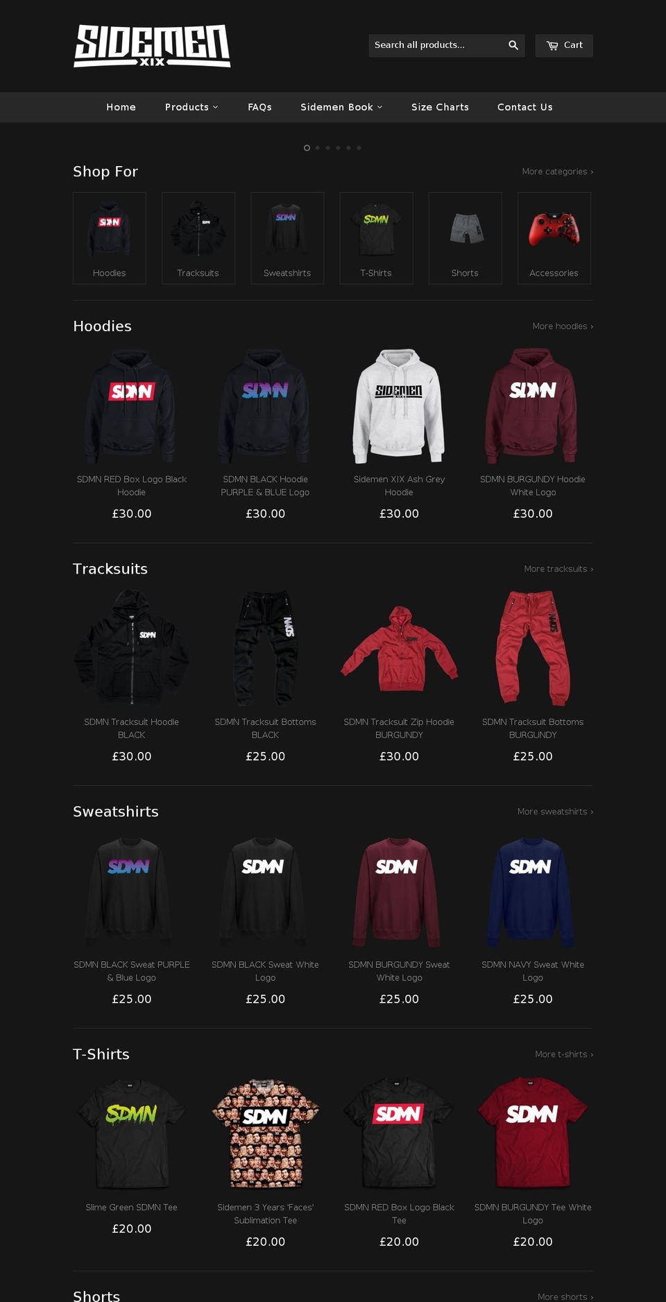 sidemen.com shopify website screenshot
