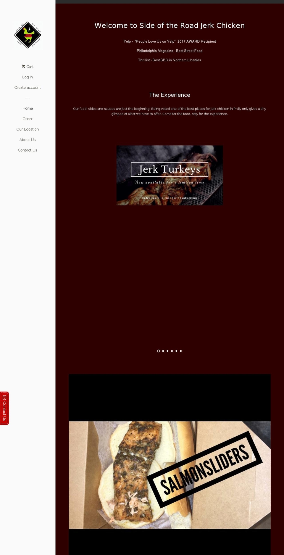 sideoftheroadjerkchicken.com shopify website screenshot