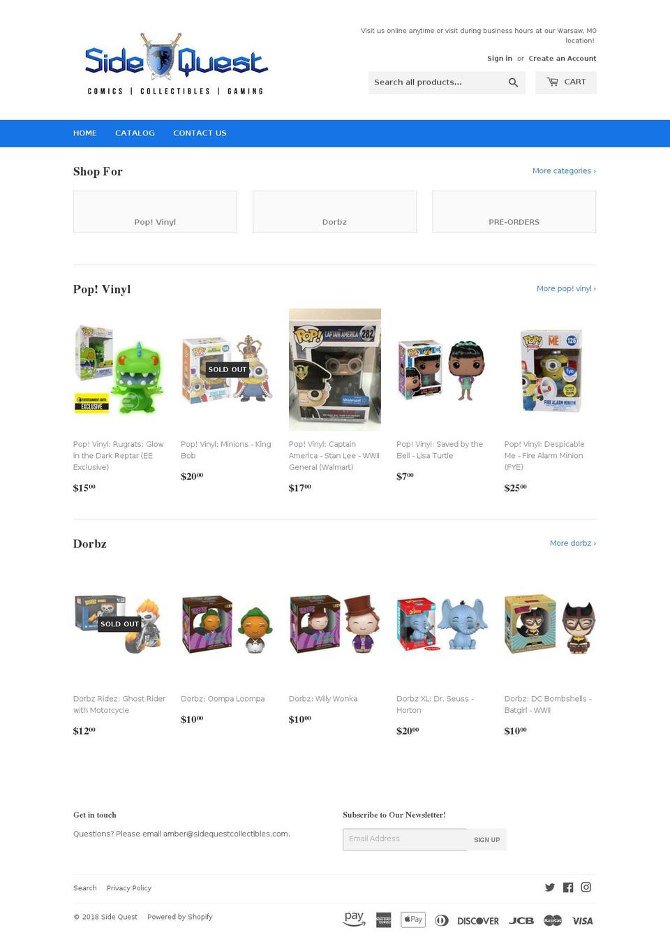 sidequestcollectibles.com — Shopify storefront screenshot