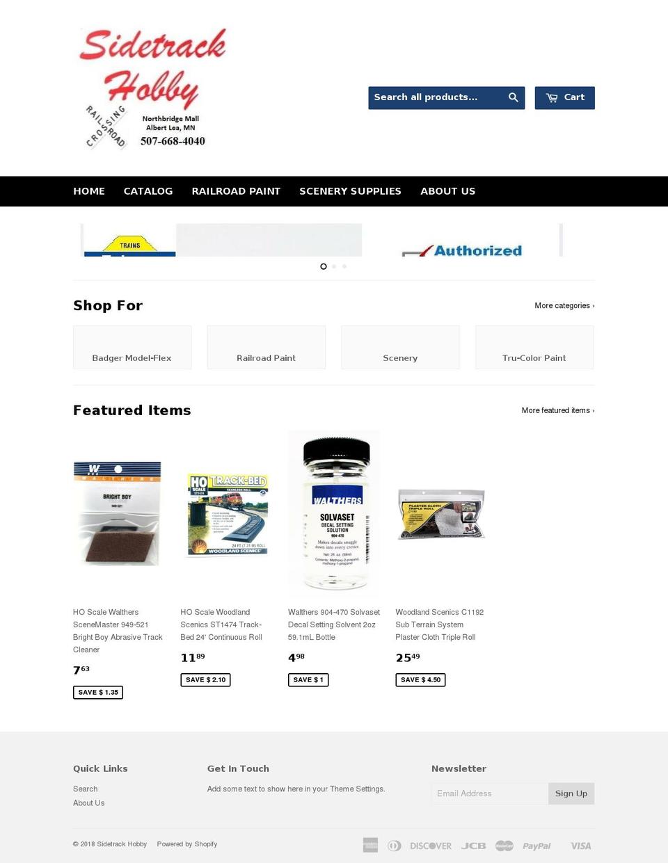 sidetrackhobby.net shopify website screenshot