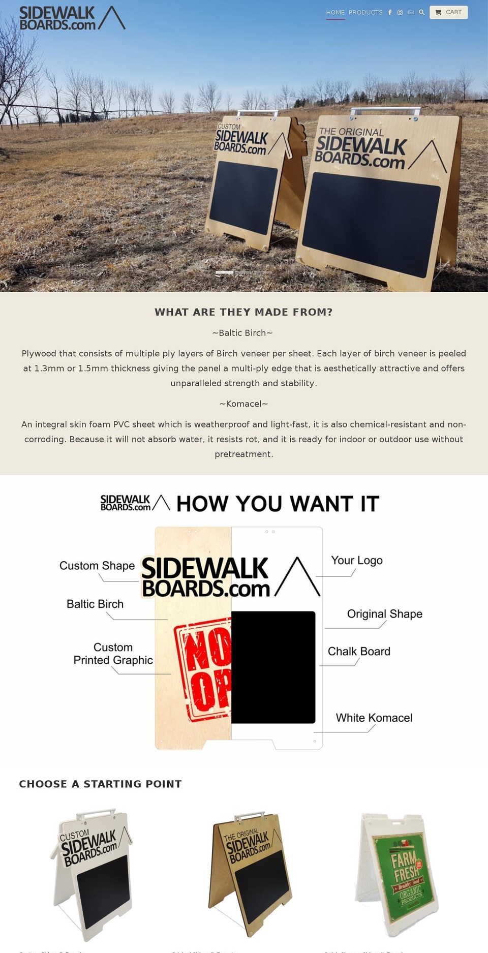 sidewalkboards.com — Shopify storefront screenshot