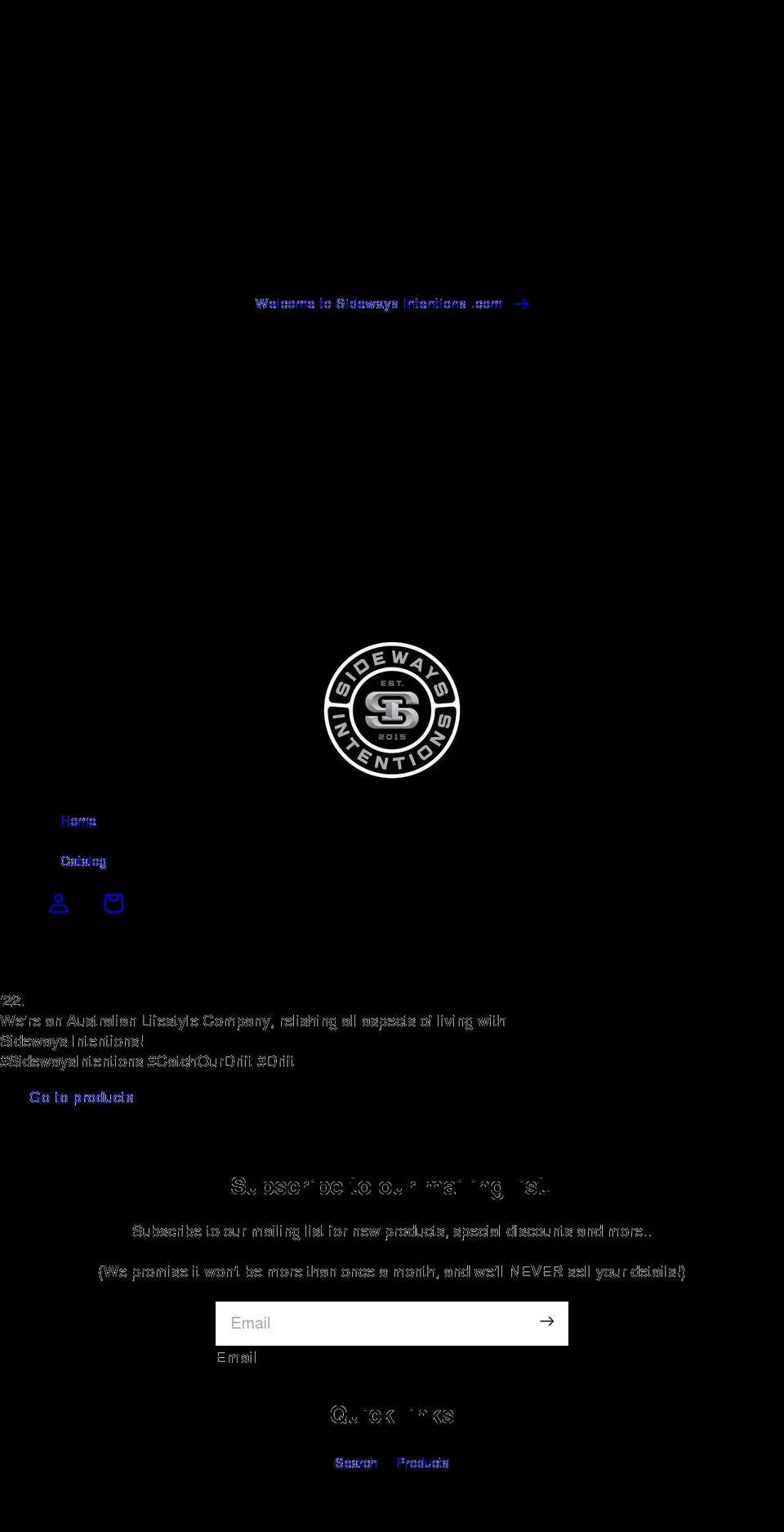 sidewaysintentions.com shopify website screenshot